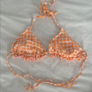 Wild Fable Orange and White Ruffle Bikini Top